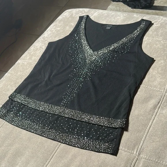 Express Black Sequin Tank Top - Picture 4 of 7